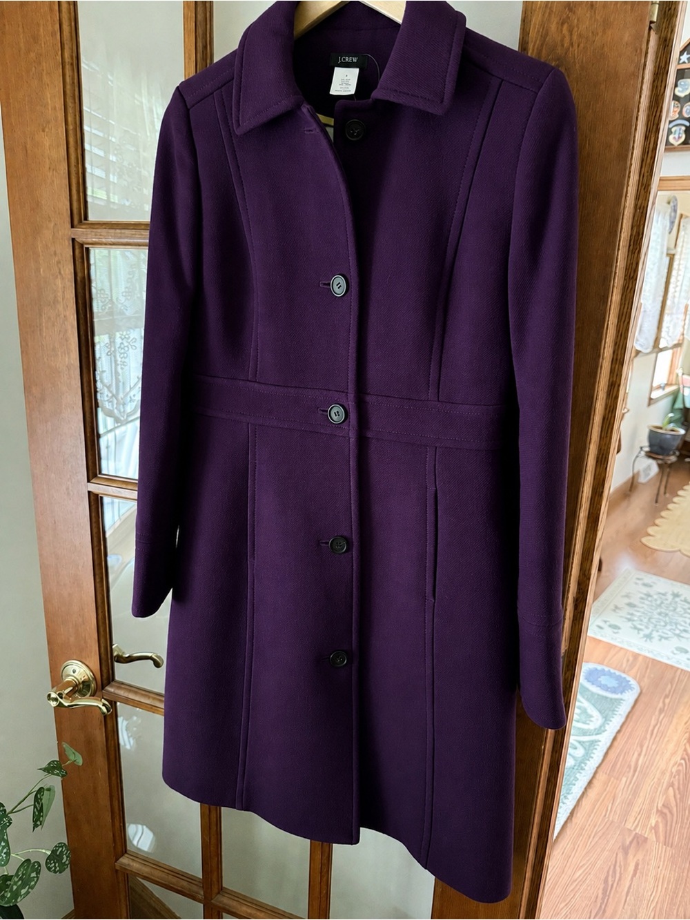 J Crew Double Cloth Lady Day Coat in Deep Purple, size 4, really good condition
